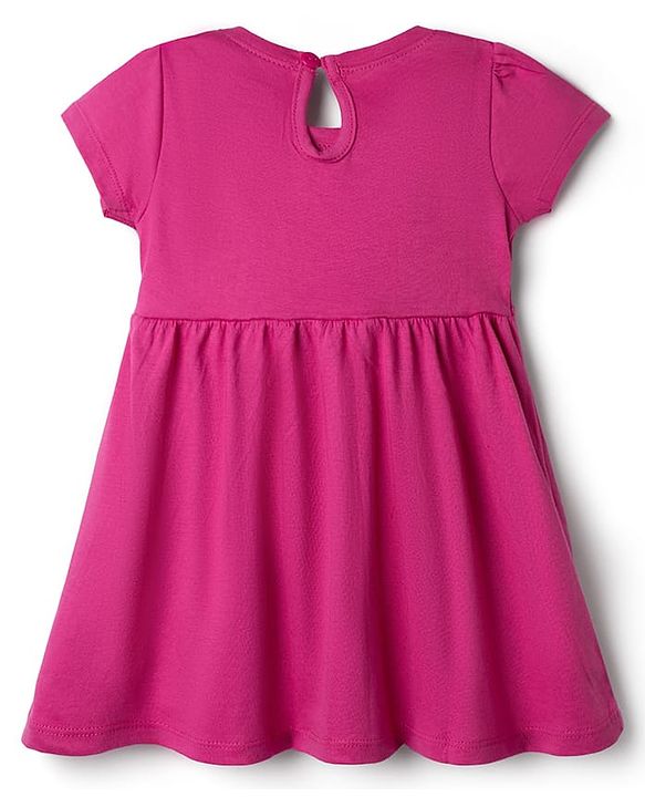 Babyhug Single Jersey Knit Half Sleeves Frocks With Heart Print & Bow Applique Pack of 2 - Pink & Light Pink