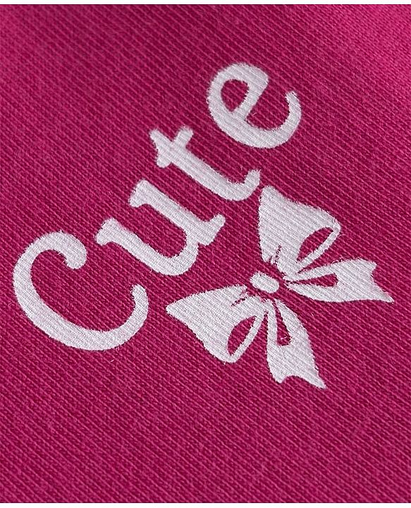 Babyhug Single Jersey Knit Half Sleeves Frocks With Heart Print & Bow Applique Pack of 2 - Pink & Light Pink