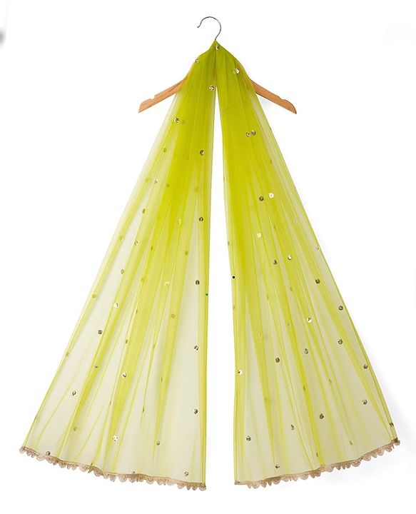 Pine Kids Georgette Woven Sleeveless Floral Embroidered Kurti Salwar Set With Dupatta - Lime Green