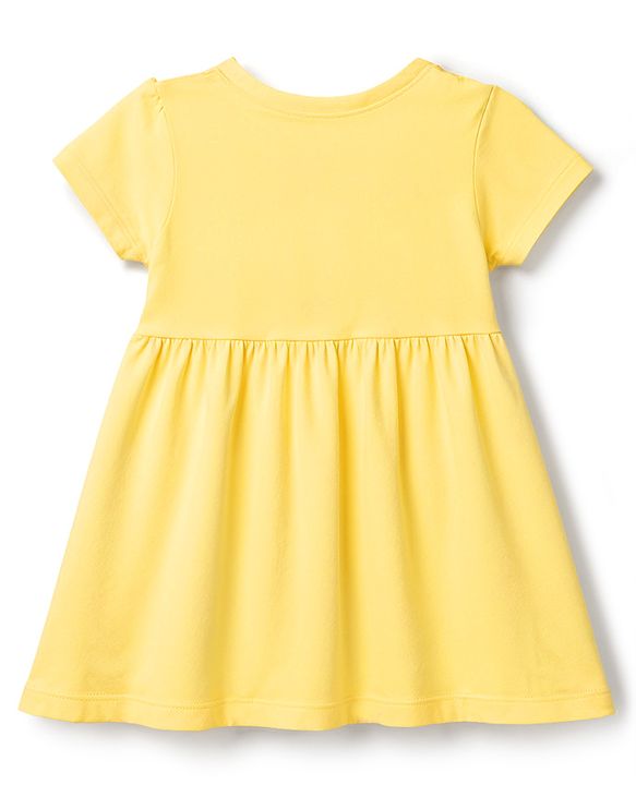 Babyhug Single Jersey Knit Half Sleeves Floral Printed Frocks With Bow Applique Pack Of 2 - Orange & Yellow