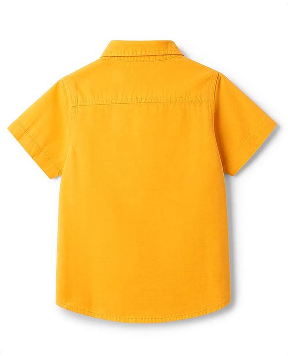 Babyhug Linen Woven Half Sleeves Solid Colour Shirt -  Orange