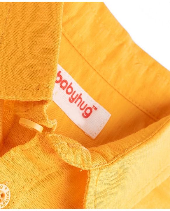 Babyhug Linen Woven Half Sleeves Solid Colour Shirt -  Orange