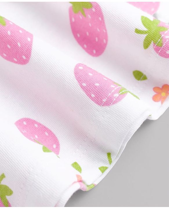 Babyhug Single Jersey Knit Half Sleeves Polka Dots & Strawberry Printed Frocks With Bow Applique Pack Of 2 - Orange & White