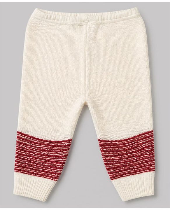 Babyhug Knit Full Sleeves Color Block Design Sweater Set with Cap & Booties - Maroon