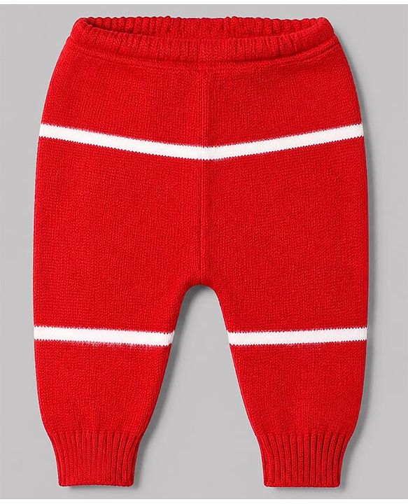 Babyhug Knit Full Sleeves Striped Sweater Set with Cap & Booties in Red