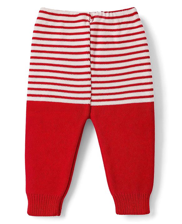 Babyhug Knit Full Sleeves Abstract Design Sweater Set with Cap & Booties - Red