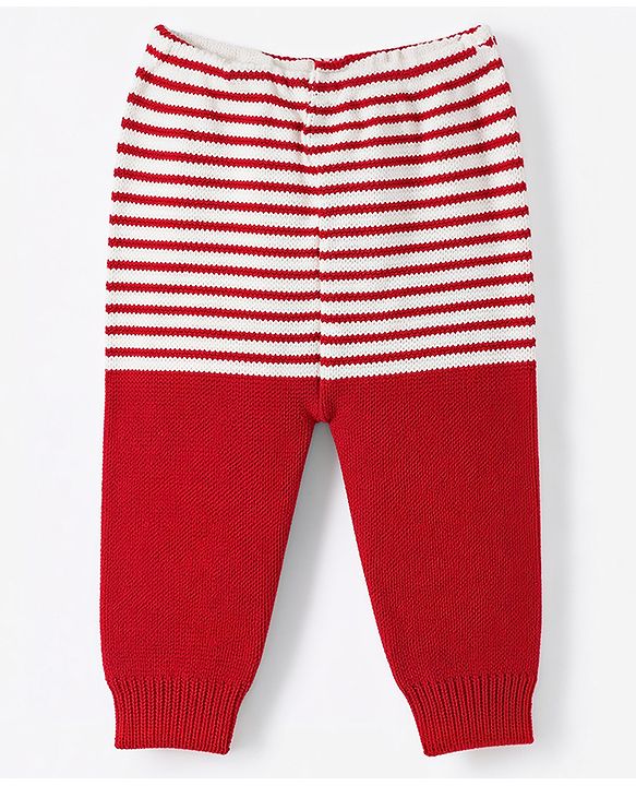 Babyhug Knit Full Sleeves Abstract Design Sweater Set with Cap & Booties - Red