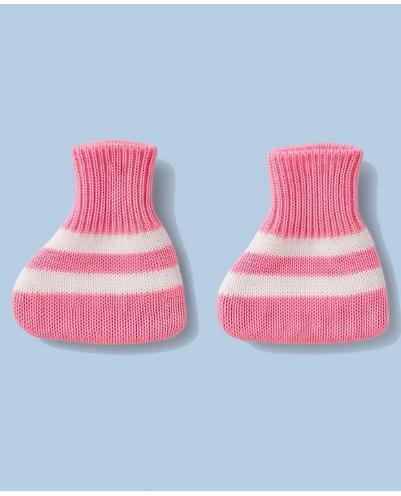 Babyhug Knit Full Sleeves Striped Sweater Set With Cap & Booties Set - Pink