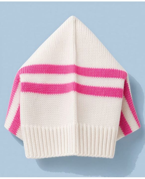 Babyhug Knit Full Sleeves Striped Sweater Set With Cap & Booties Set - Pink