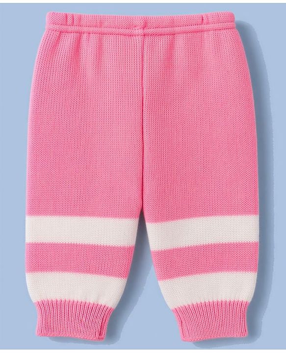 Babyhug Knit Full Sleeves Striped Sweater Set With Cap & Booties Set - Pink