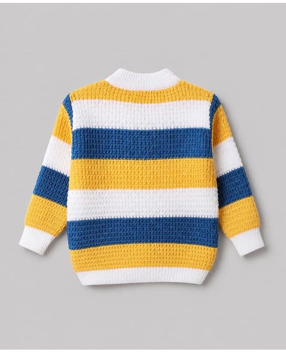 Babyhug Waffle Knit Full Sleeves Sweater Sets with Cap, Booties and Striped Design in Navy Blue