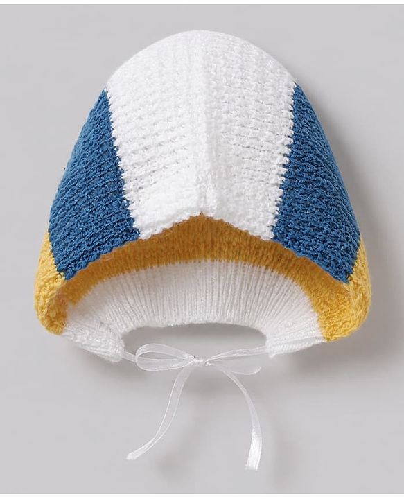 Babyhug Waffle Knit Full Sleeves Sweater Sets with Cap, Booties and Striped Design in Navy Blue