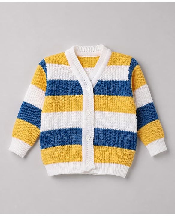 Babyhug Waffle Knit Full Sleeves Sweater Sets with Cap, Booties and Striped Design in Navy Blue