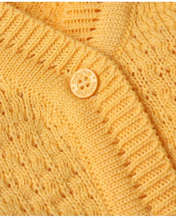 Babyhug Knit Full Sleeves Sweater Set with Cap & Booties - Yellow