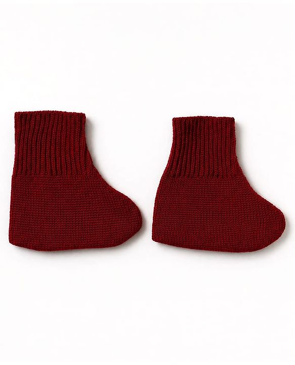 Babyhug Knit Full Sleeves Sweater Set With Cap & Booties - Marron