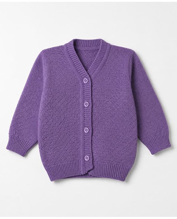 Babyhug Knit Full Sleeves Sweater Set with Cap & Booties - Purple