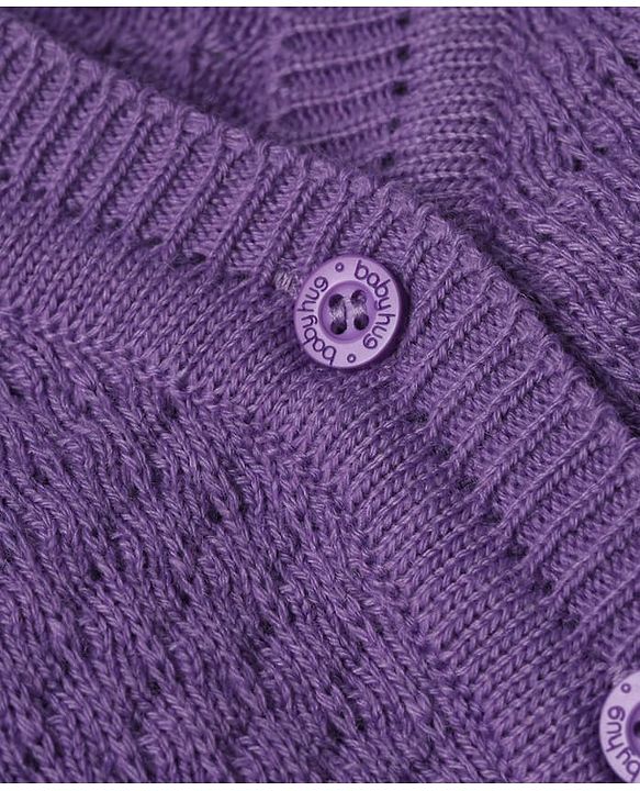 Babyhug Knit Full Sleeves Sweater Set with Cap & Booties - Purple