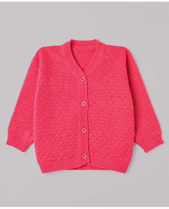 Babyhug Knit Full Sleeves Sweater Set with Cap & Booties in Dark Pink