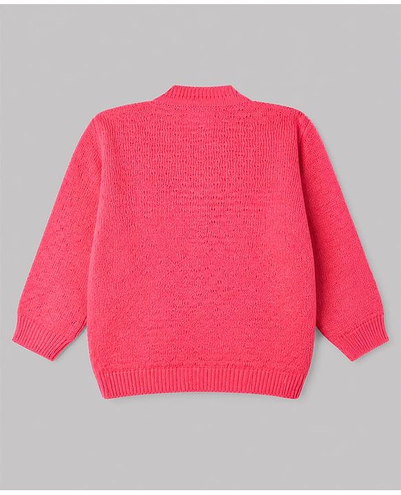 Babyhug Knit Full Sleeves Sweater Set with Cap & Booties in Dark Pink