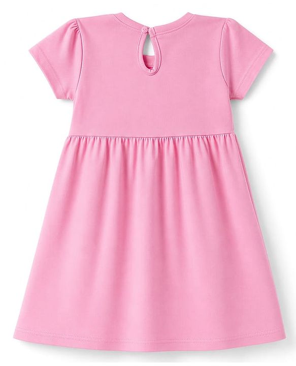 Babyhug Single Jersey Knit Half Sleeves Hearts & Text Printed Frocks With Bow Applique Pack Of 2 - Yellow & Pink