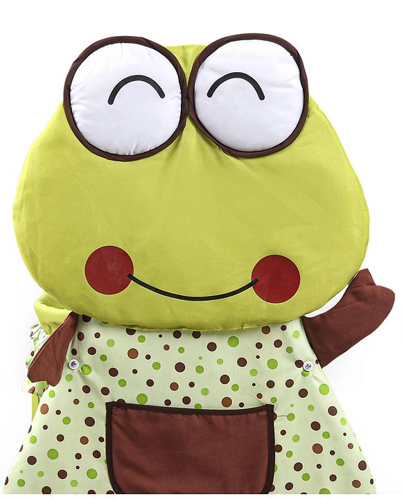 Babyhug Froggy Print Cradle with Mosquito Net and Swing Lock function - Green| Storage Basket| Wheels with Lock| Easy Assembly