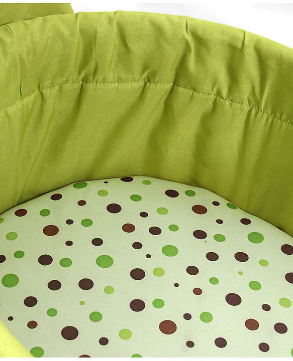 Babyhug Froggy Print Cradle with Mosquito Net and Swing Lock function - Green| Storage Basket| Wheels with Lock| Easy Assembly