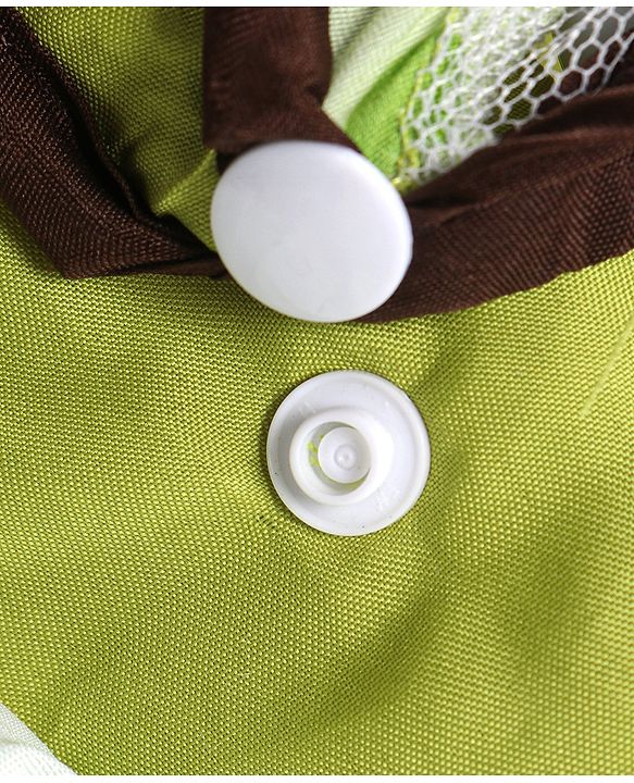 Babyhug Froggy Print Cradle with Mosquito Net and Swing Lock function - Green| Storage Basket| Wheels with Lock| Easy Assembly