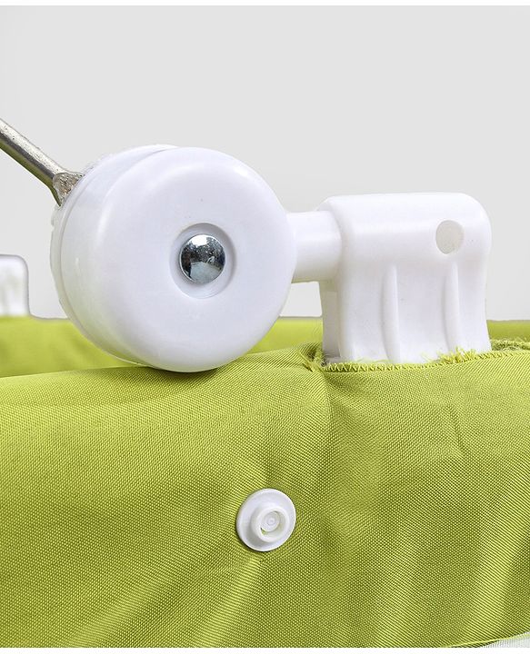 Babyhug Froggy Print Cradle with Mosquito Net and Swing Lock function - Green| Storage Basket| Wheels with Lock| Easy Assembly