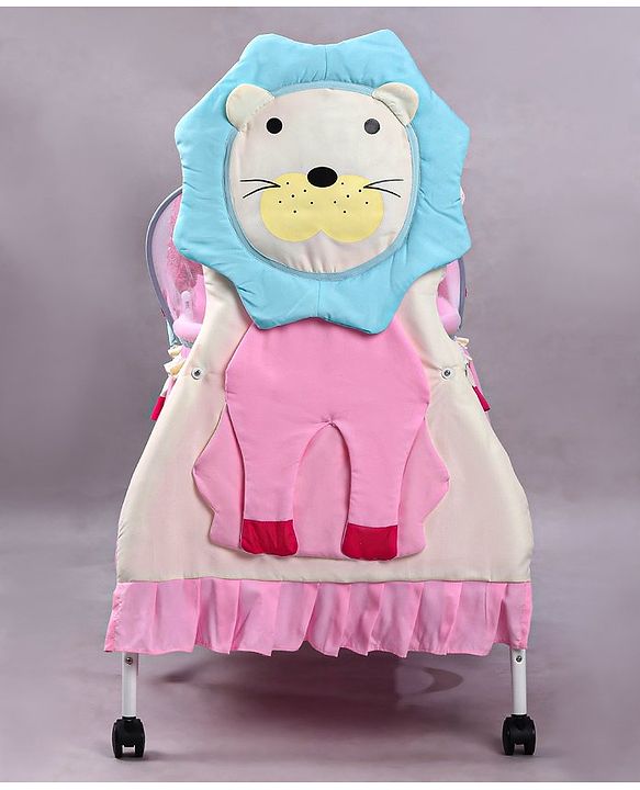 Babyhug Lion Print 2 in 1 Cradle cum bassinet with Mosquito Net and Swing Lock function - Pink