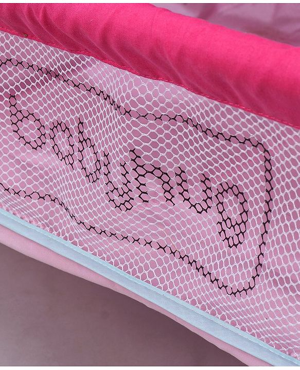 Babyhug Lion Print 2 in 1 Cradle cum bassinet with Mosquito Net and Swing Lock function - Pink