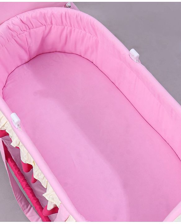 Babyhug Lion Print 2 in 1 Cradle cum bassinet with Mosquito Net and Swing Lock function - Pink