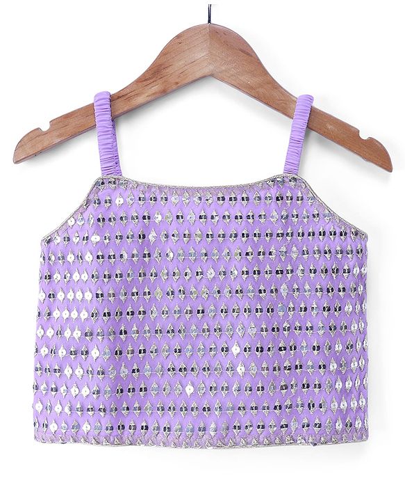Babyhug Organza Woven Embroidered Top and Palazo with Three Fourth Sleeves Jacket - Lavender