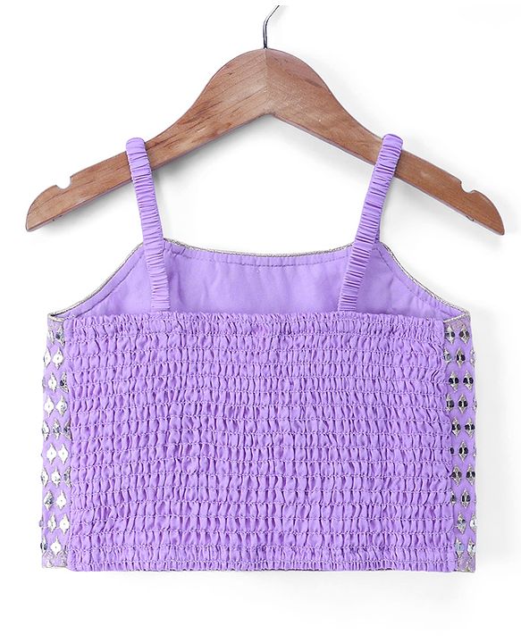 Babyhug Organza Woven Embroidered Top and Palazo with Three Fourth Sleeves Jacket - Lavender
