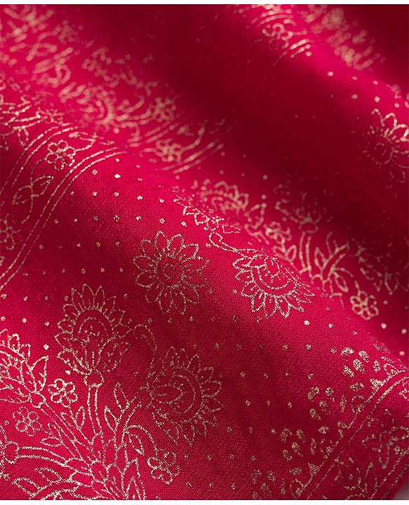 Babyhug Georgette Woven Sleeveless Floral Sequinned & Foil Printed Lehenga Choli Set With Dupatta - Fuchsia