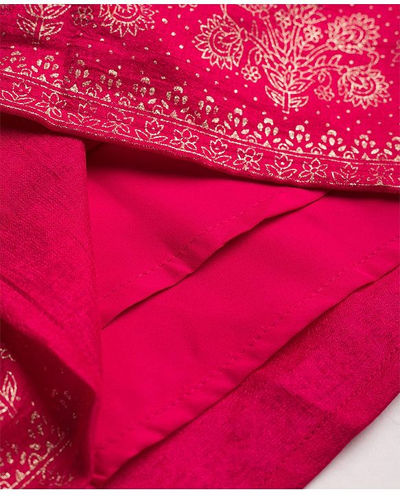 Babyhug Georgette Woven Sleeveless Floral Sequinned & Foil Printed Lehenga Choli Set With Dupatta - Fuchsia