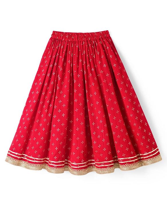 Babyhug Georgette Woven Smocked Choli Lehenga Set with Three Fourth Sleeves Embroidered Jacket - Red