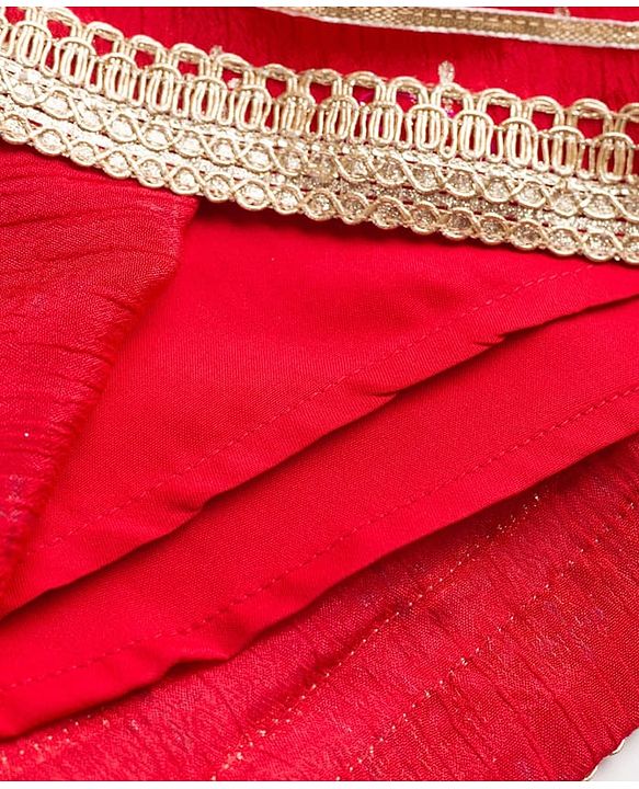Babyhug Georgette Woven Smocked Choli Lehenga Set with Three Fourth Sleeves Embroidered Jacket - Red
