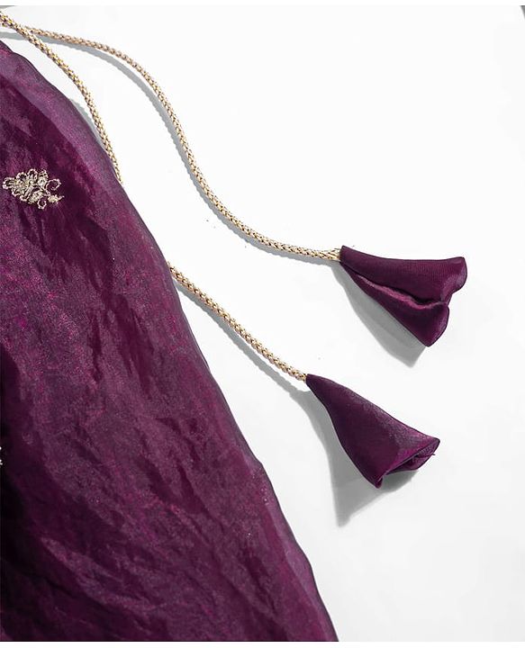 Babyhug Woven Sleeveless Floral & Elephant Embroidered Long Choli Lahenga Set with Dupatta - Wine
