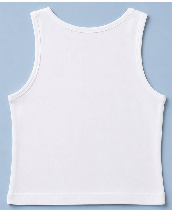 Pine Kids Cotton Lycra Knit Sleeveless Solid Vests Pack of 5 - White