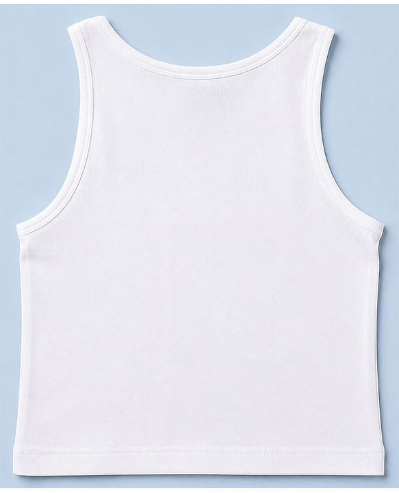 Pine Kids Cotton Lycra Knit Sleeveless Solid Vests Pack of 5 - White