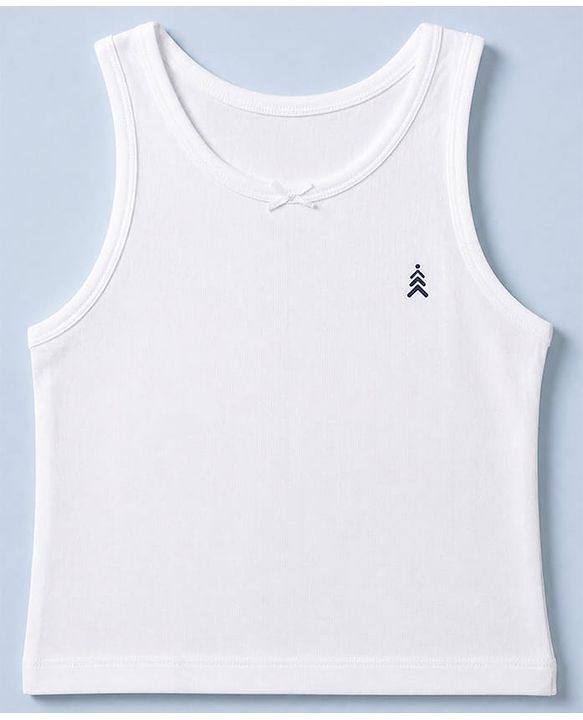 Pine Kids Cotton Lycra Knit Sleeveless Solid Vests Pack of 5 - White