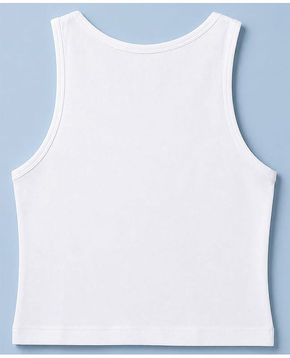 Pine Kids Cotton Lycra Knit Sleeveless Solid Vests Pack of 5 - White