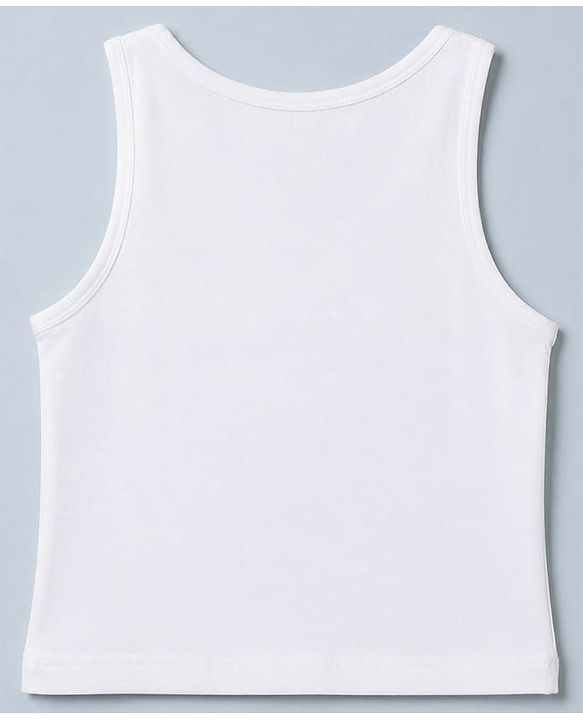 Pine Kids Cotton Lycra Knit Sleeveless Solid Vests Pack of 5 - White