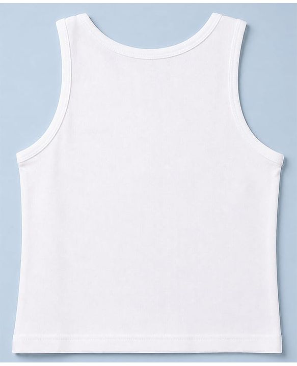 Pine Kids Cotton Lycra Knit Sleeveless Solid Vests Pack of 5 - White