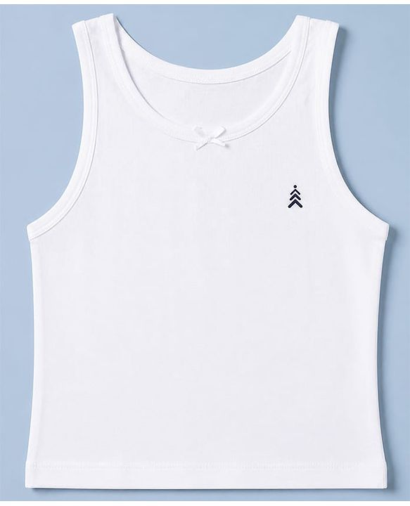 Pine Kids Cotton Lycra Knit Sleeveless Solid Vests Pack of 5 - White