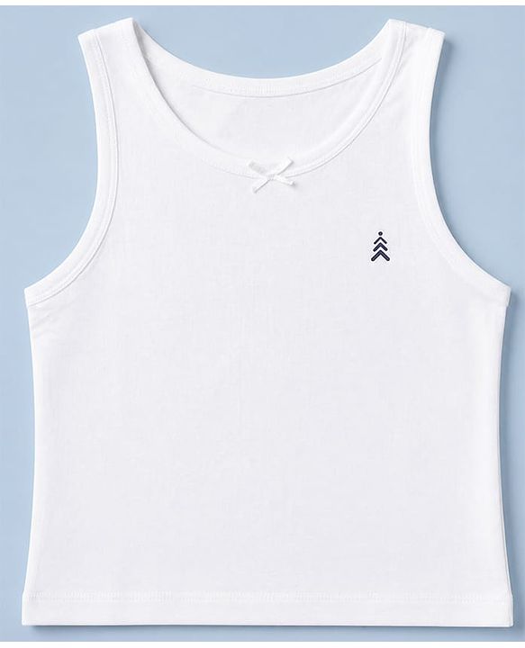 Pine Kids Cotton Lycra Knit Sleeveless Solid Vests Pack of 5 - White