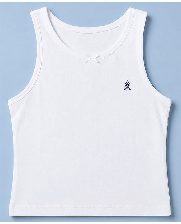 Pine Kids Cotton Lycra Knit Sleeveless Solid Vests Pack of 5 - White