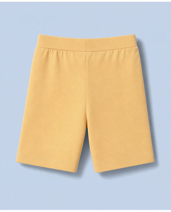 Pine Kids Cotton Lycra Knit Cycling Shorts With Logo Print Pack Of 3  - Beige