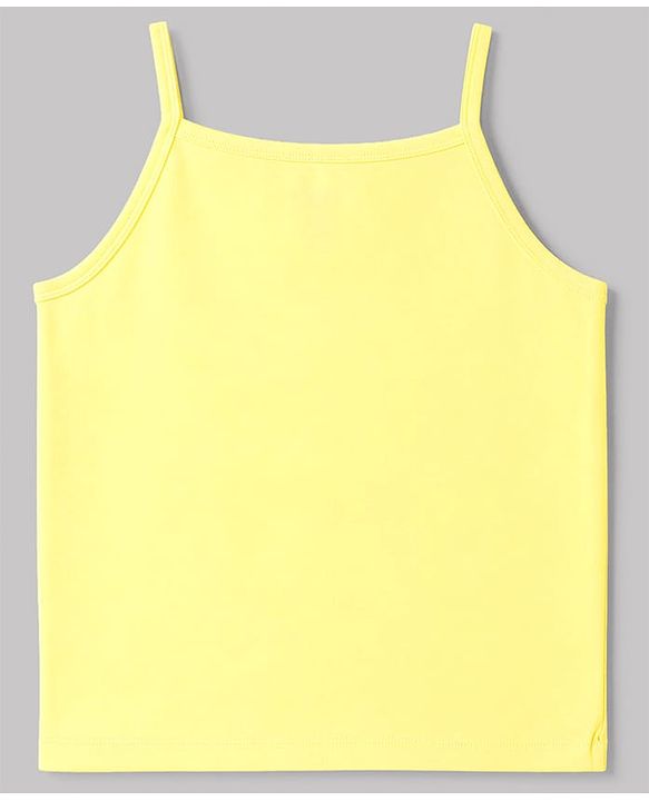 Pine Kids Cotton Lycra Knit Sleeveless Solid Slips With Bow Applique Pack Of 3 - Yellow Sea Green & Blue