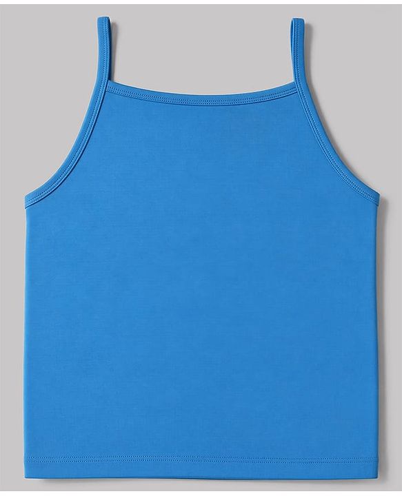 Pine Kids Cotton Lycra Knit Sleeveless Solid Slips With Bow Applique Pack Of 3 - Yellow Sea Green & Blue